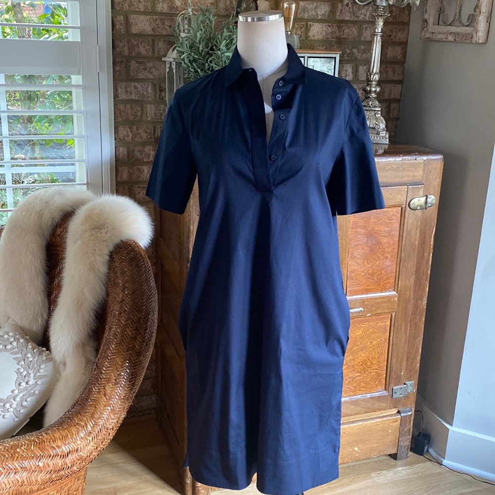 COS SHORT SLEEVE NAVY COLLARD DRESS 6 EXCELLENT STRETCH POCKETS